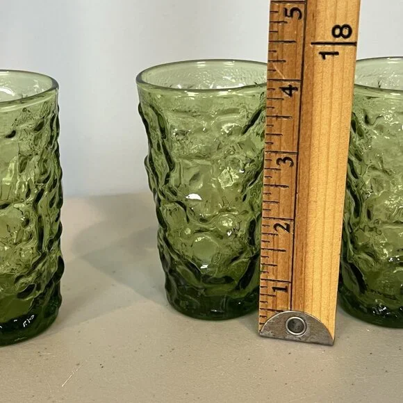 3 Vintage Anchor Hocking Lido Milano Small Juice Glasses Avocado Green 4” - Picture 3 of 6